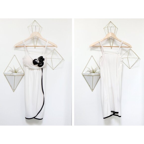 Vintage Y2K Asymmetric Black & White Babydoll Dress Rosette Cluster, XS Romantic - Picture 8 of 8